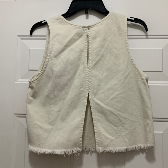 3/$15 Aerie Cotton Blend Ivory Fringe Hem Top Size Medium - Picture 5 of 5